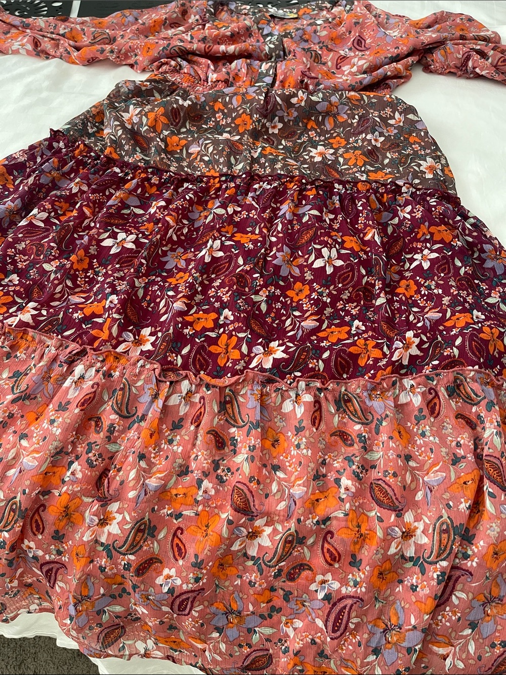 Anthropologie Rust Multi-Print Tiered Maxi Dress - Picture 10 of 12